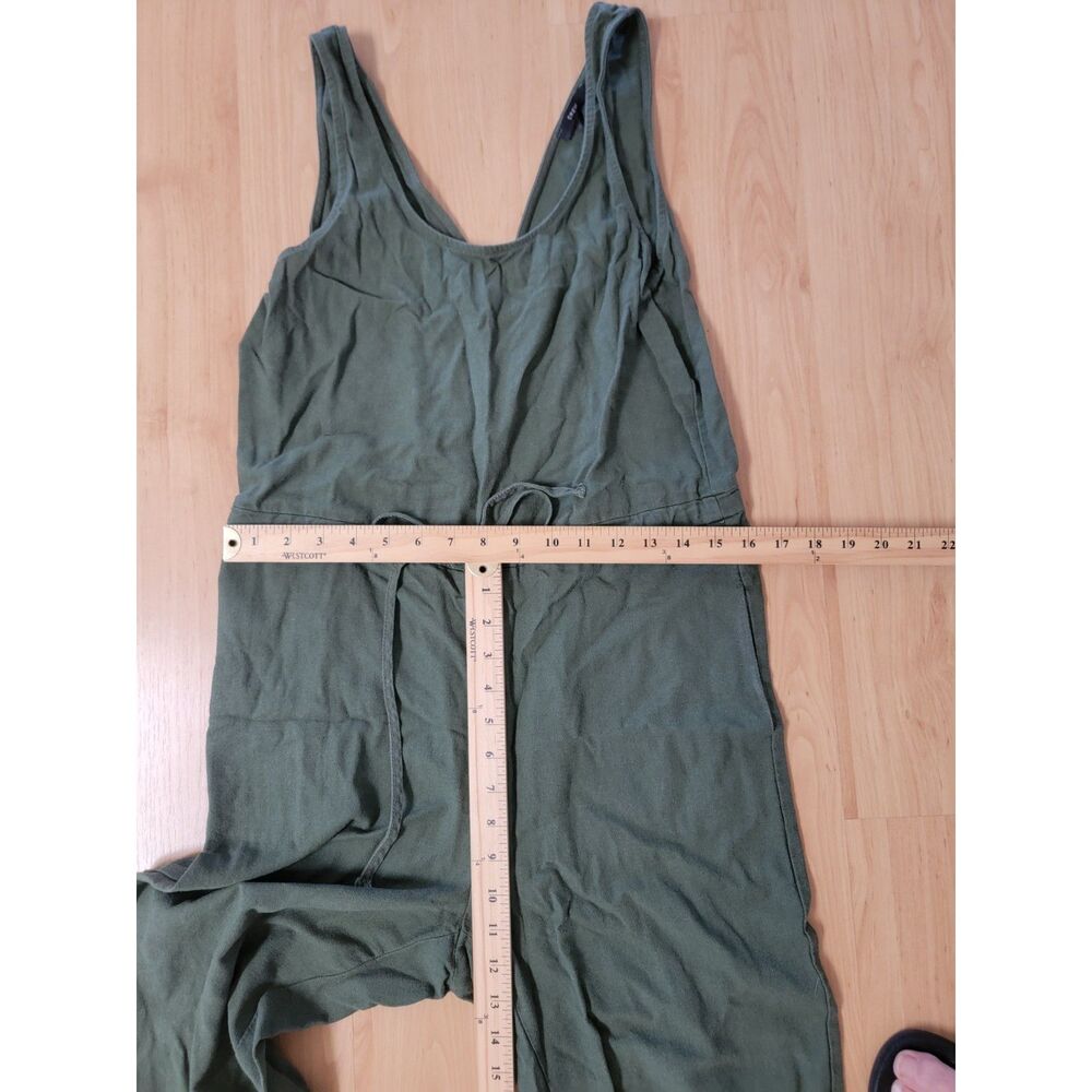 Drew Rayon Linen Blend Crossover Back Jogger Jumpsuit Olive Green